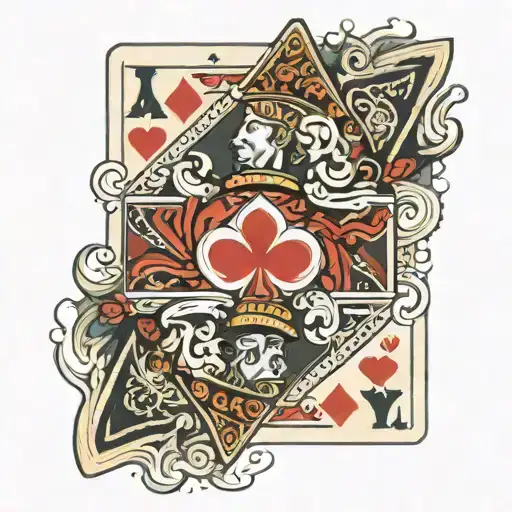 jack of spades slicing king of hearts out of pack of cards tattoo design idea