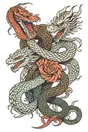 snake and dragon intertwined tattoo design idea