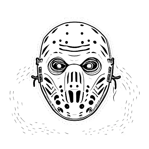 Jason Vorhees mask outline tattoo design idea