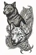 veterinary medicine symbol with dog and cat  tattoo design idea
