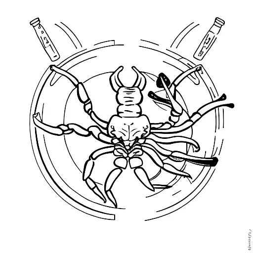 scorpion drinking from wine glass tattoo design idea