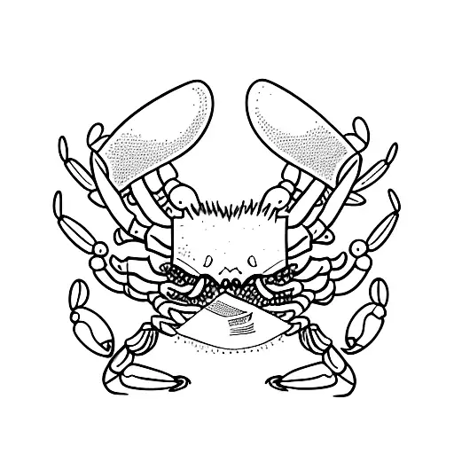 crab reading a book tattoo design idea
