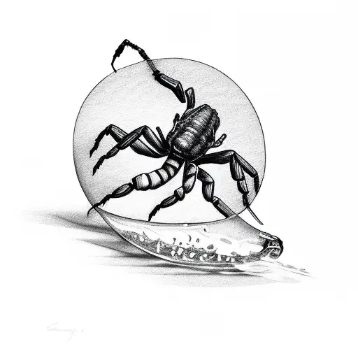 scorpion drinking wine tattoo design idea