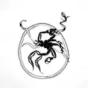 scorpion drinking from wine glass tattoo design idea