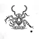 scorpion drinking from wine glass tattoo design idea