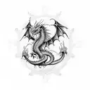 Dragon, usmc, ocean,  tattoo design idea