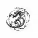Dragon, usmc, ocean,  tattoo design idea
