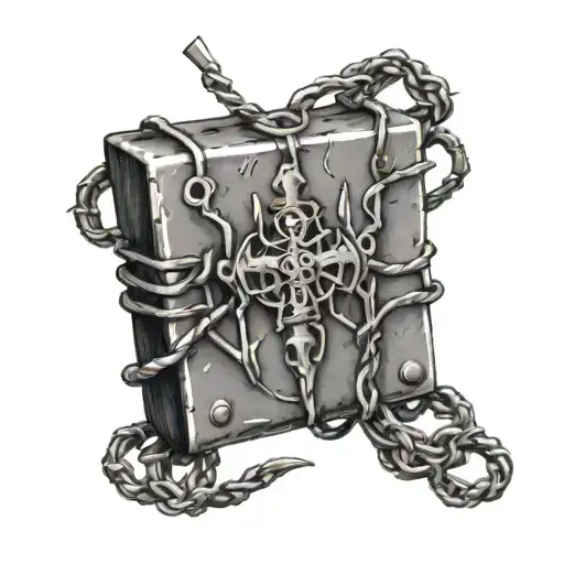 claymore wrapped in razor wire  tattoo design idea