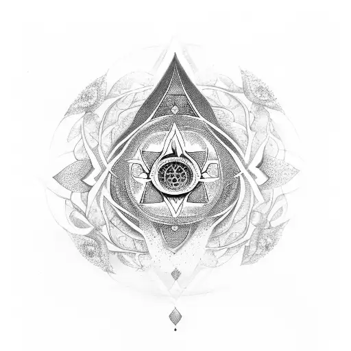 in the branches of the tree of life; the Phoneix, Om symbol, Hamsa symbol, Mandala symbol, attaining Wisdom tattoo design idea