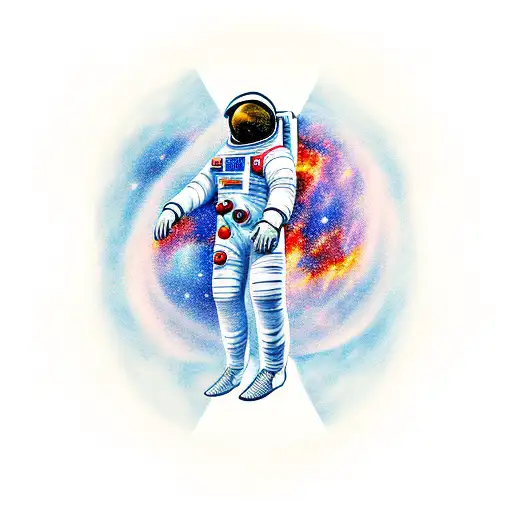 astronaut floating in space tattoo design idea