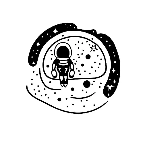 astronaut floating in space tattoo design idea