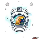 astronaut floating in space, earth reflecting in mask tattoo design idea