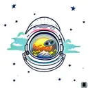 astronaut floating in space, earth reflecting in mask tattoo design idea