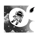 astronaut floating in space tattoo design idea