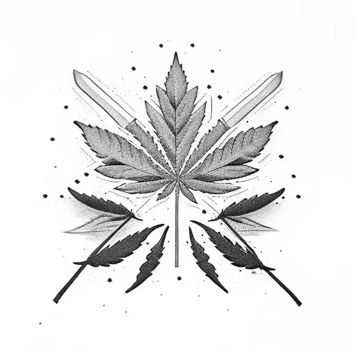   marijuana leafs fire dice tattoo design idea