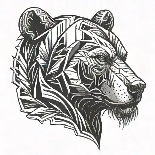 muscular human with bear head tattoo design idea
