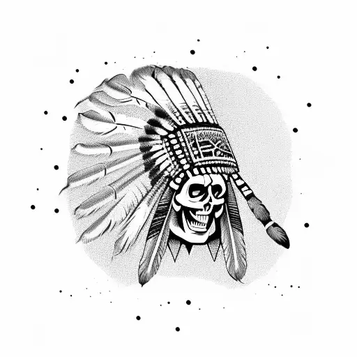 Skull indian headress with words "Chief Rolling Rock" tattoo design idea
