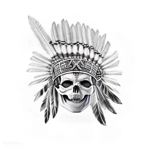 Skull indian headress with words "Chief Rolling Rock" tattoo design idea