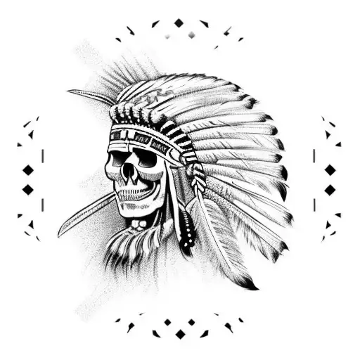 Skull indian headress with words "Chief Rolling Rock" tattoo design idea