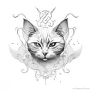 White Cat with bat wings tattoo design idea