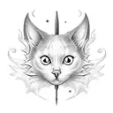 White Cat with bat wings tattoo design idea