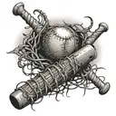 A baseball bat wrapped in barbed wire, symbolizing the client's dedication to both baseball and The Walking Dead tattoo design idea