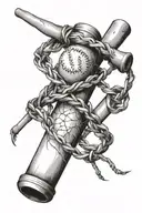 A baseball bat wrapped in barbed wire tattoo design idea