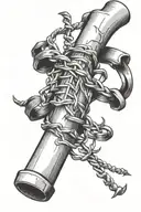 A baseball bat wrapped in barbed wire tattoo design idea