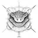 a crocodile tattoo including the third eye above the crocodile in realistic ways tattoo design idea