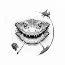 a crocodile tattoo including the third eye above the crocodile in realistic ways tattoo design idea
