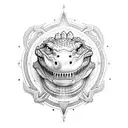 a crocodile tattoo including the third eye above the crocodile in realistic ways tattoo design idea