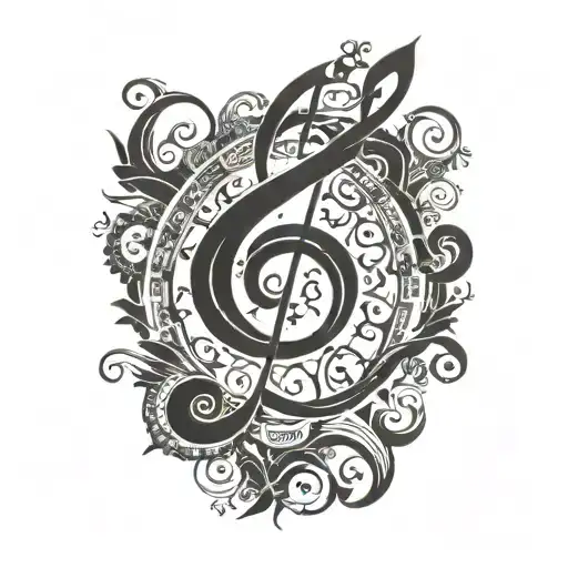 A combination of Persian calligraphy and musical symbols forming a unique design tattoo design idea