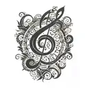 A combination of Persian calligraphy and musical symbols forming a unique design tattoo design idea