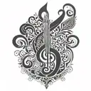 A combination of Persian calligraphy and musical symbols forming a unique design tattoo design idea