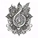 A combination of Persian calligraphy and musical symbols forming a unique design tattoo design idea