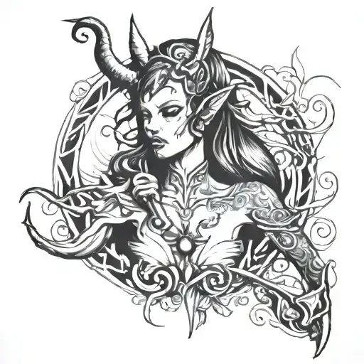 succubus, knife  tattoo design idea