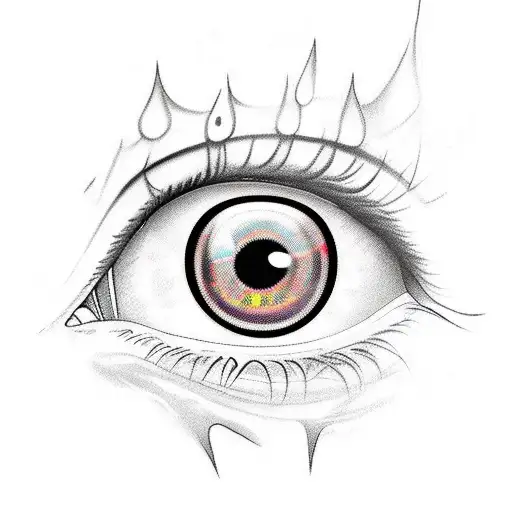 Eyes with fire and flames, murder psycho style tattoo design idea