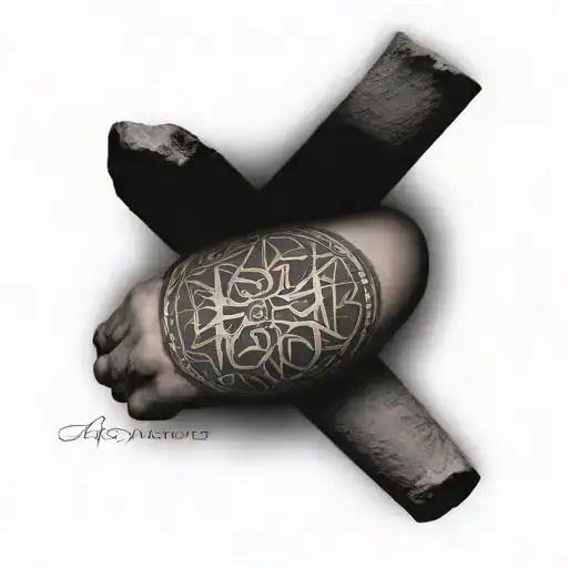 pagan sleeve tattoo featuring runes engraved style tattoo tattoo design idea