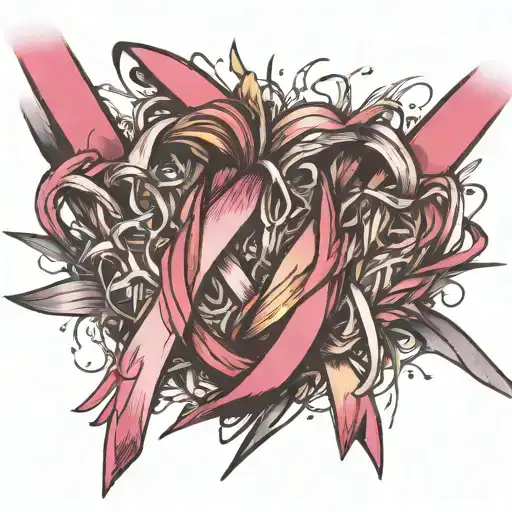 Breast cancer ribbon intertwined tattoo design idea
