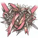 Breast cancer ribbon intertwined tattoo design idea