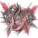 Breast cancer ribbon intertwined tattoo design idea