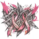 Breast cancer ribbon intertwined tattoo design idea
