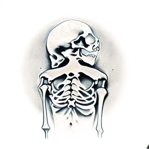 skeleton leaning against lampost tattoo design idea