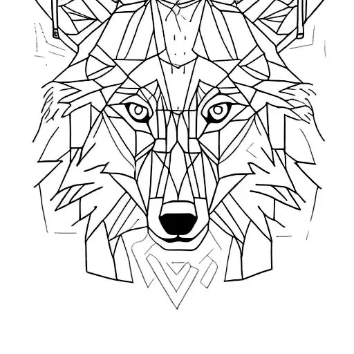 A minimalist tattoo of a wolf in a carpenter's workshop tattoo design idea