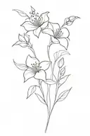 paper flower stem with 2-3 flowers growing upwards  tattoo design idea