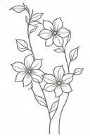 paper flower stem with 2-3 flowers growing upwards  tattoo design idea
