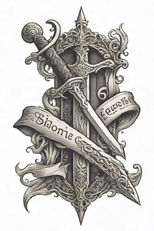 sword with bible verse tattoo design idea