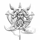 Poseidon's trident  tattoo design idea
