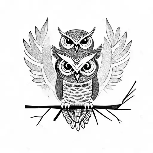 Owl perched tattoo design idea