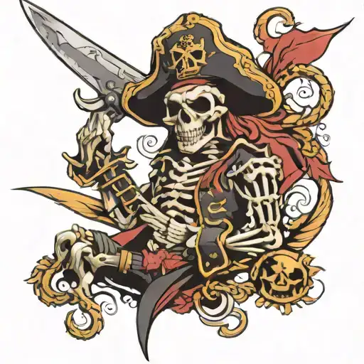 skeleton pirate tattoo design idea